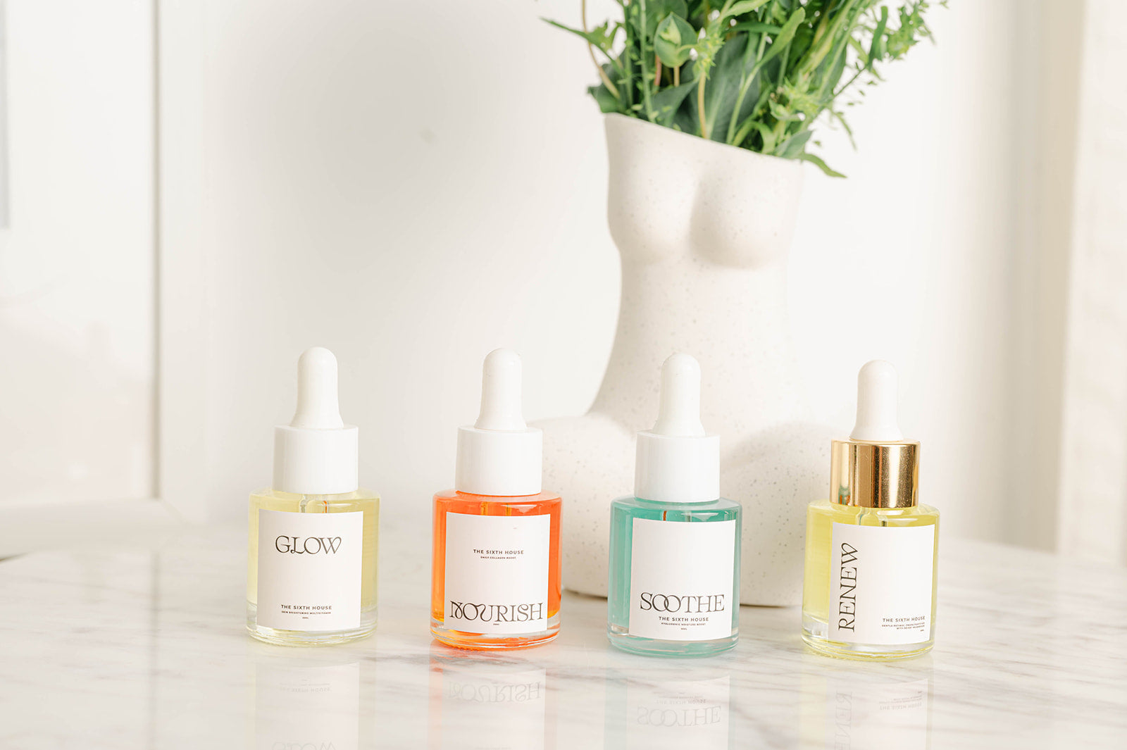 The Sixth House skincare collection with natural light